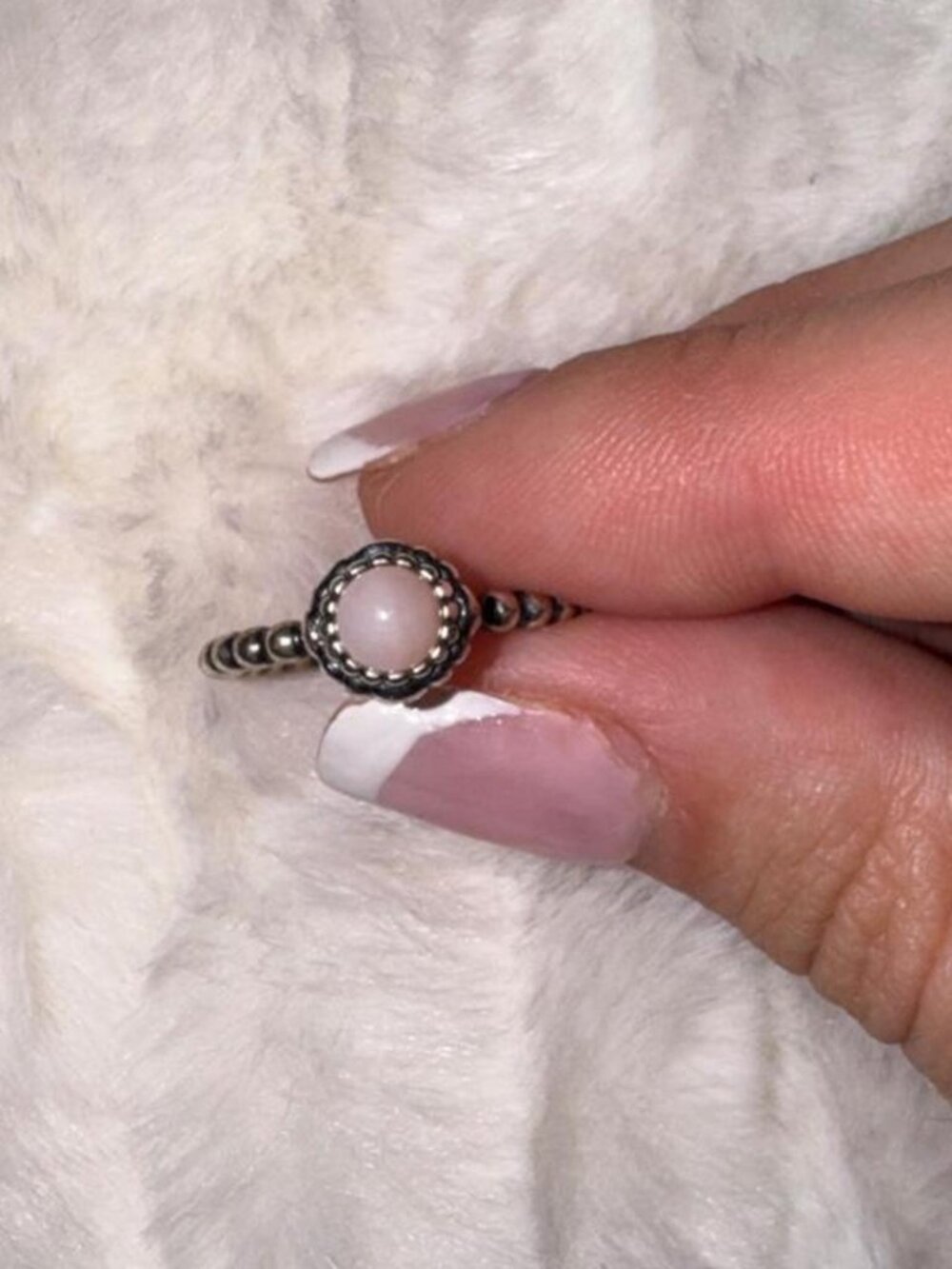 PANDORA Birthday Blooms Ring. Pink Gemstone for October